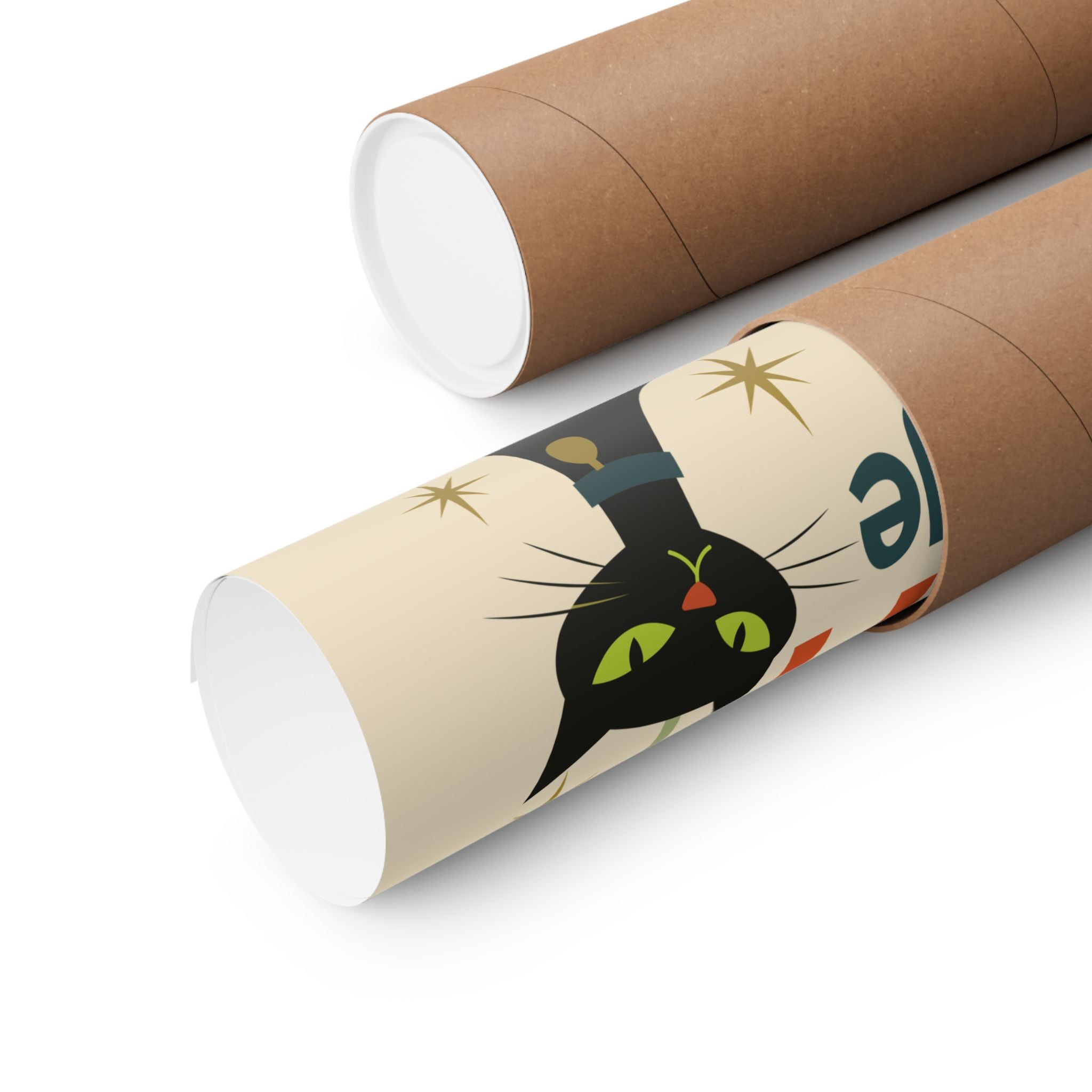 Mid Century Modern Cat Fine Art Poster Bad Kitty Lounge Decor, Vintage Cat Art Wall Art for Cat Lovers Unique Gift for Home Retro Cat Decor