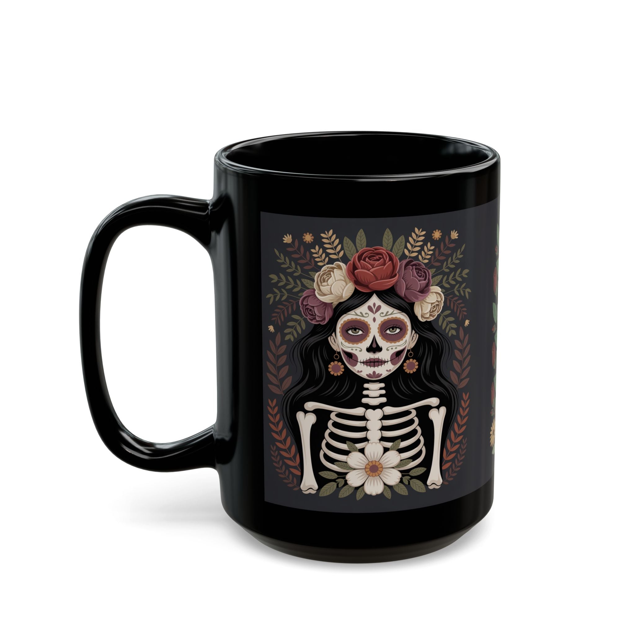 Day of the Dead La Catrina Skull Mug | Black 11oz 15oz