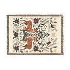 Folk Fox & Floral Woven Blanket | Tapestry Throw
