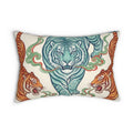 Teal Amber Chinoiserie Tiger Lumbar Pillow