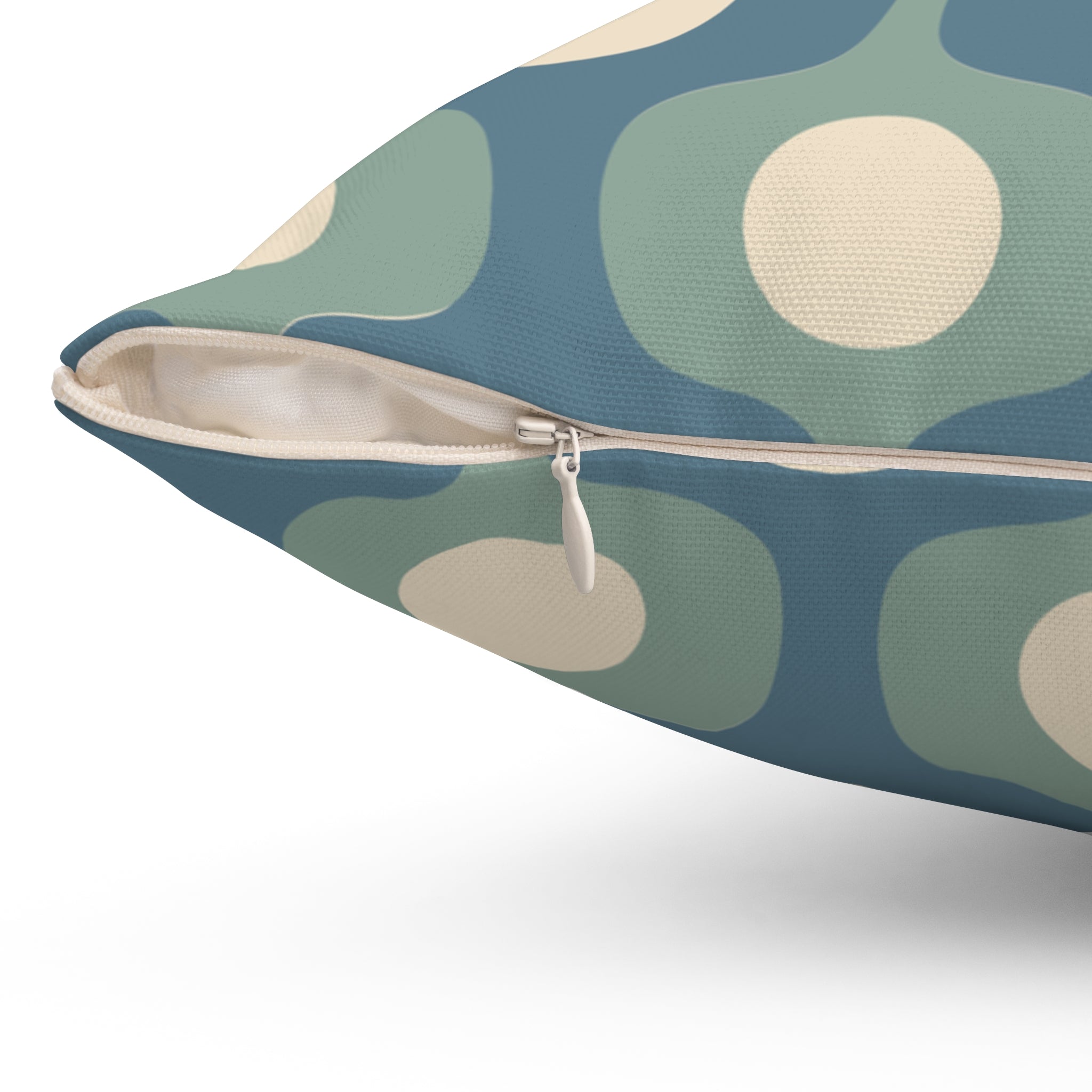 Mid-Century Geometric Pattern Square Pillow | Teal Sage Cream