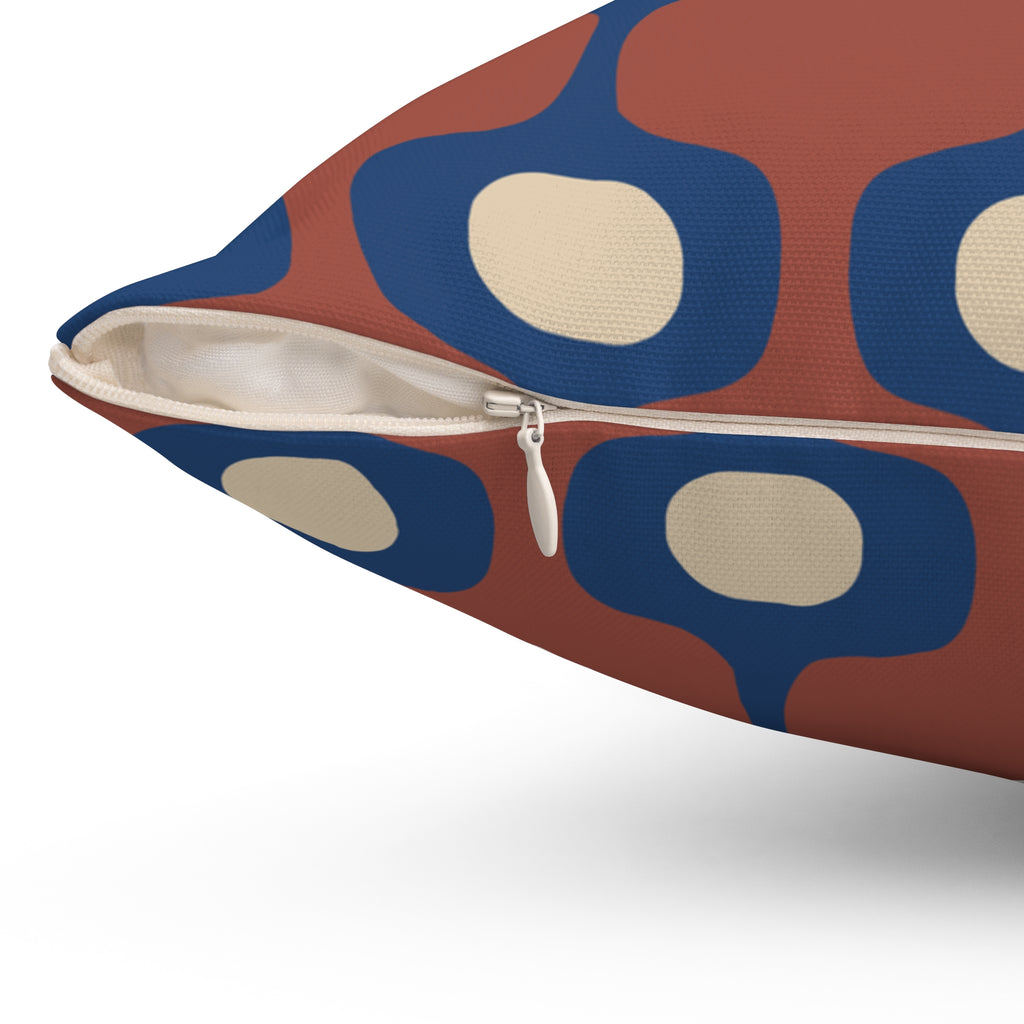 Mid-Century Geometric Pattern Pillow, Retro Terracotta Navy Accent