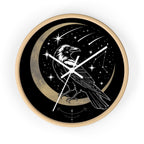 Raven Crescent Moon Wall Clock | Gothic Celestial Decor