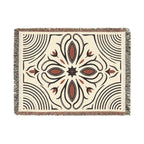 Boho Floral Medallion Woven Blanket | Southwestern Tile Pattern, Fringe Throw