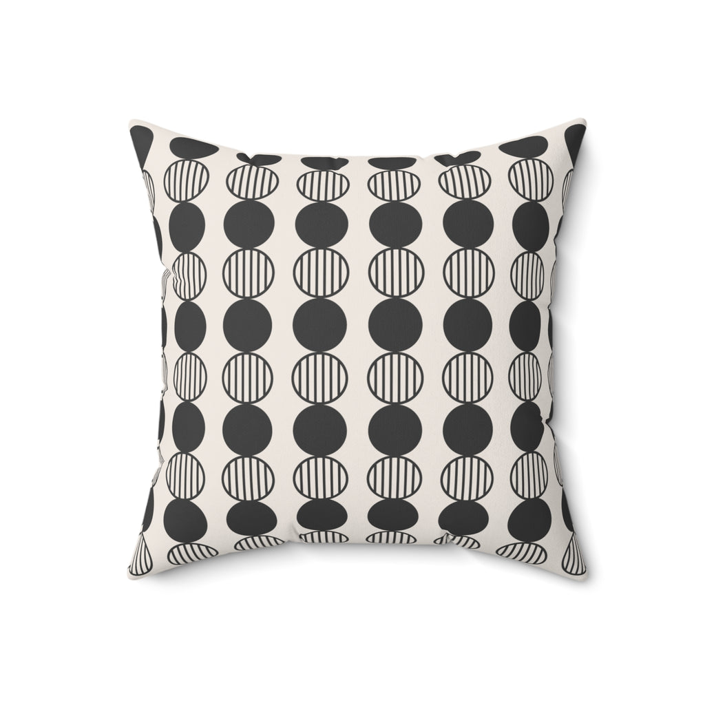 Mid-Century Modern Geometric Throw Pillow, Monochrome Circle Pattern, Modern Sofa Accent