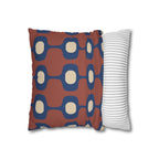Terracotta Navy Geometric Faux Suede Pillow Cover