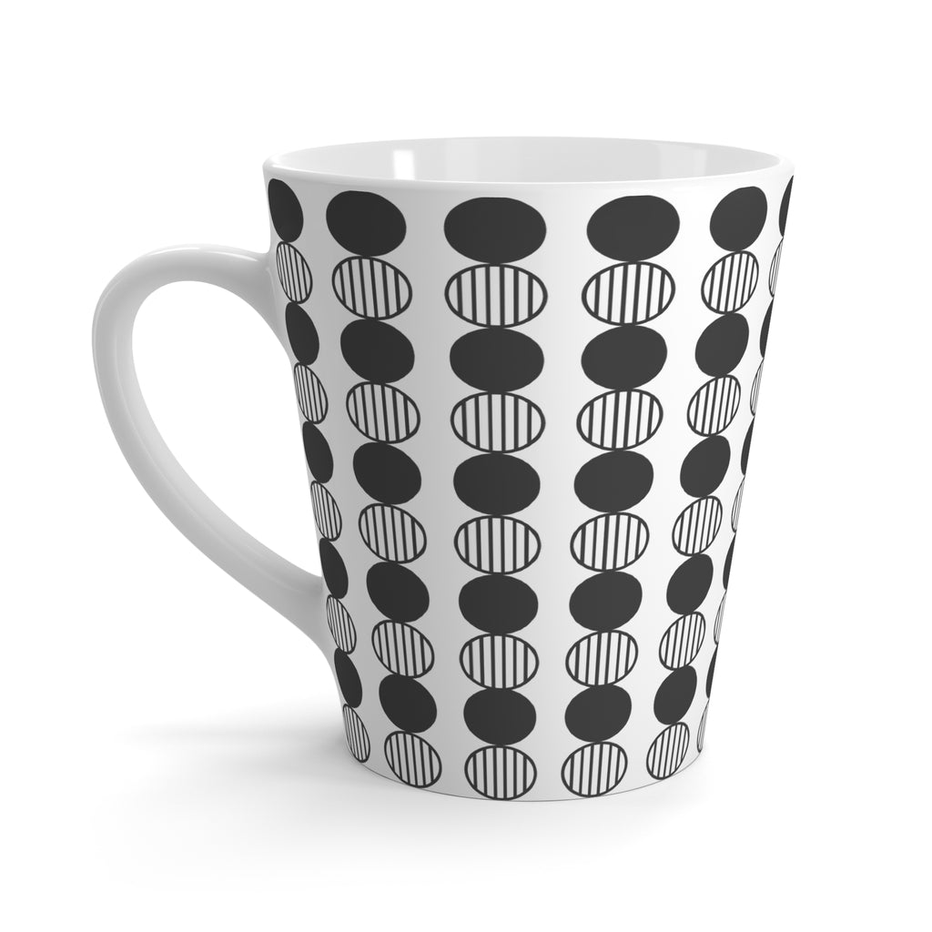 Mid-Century Modern Coffee Mug, Black and White Geometric Pattern, Minimalist MCM Drinkware