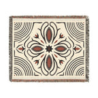 Boho Floral Medallion Woven Blanket | Southwestern Tile Pattern, Fringe Throw