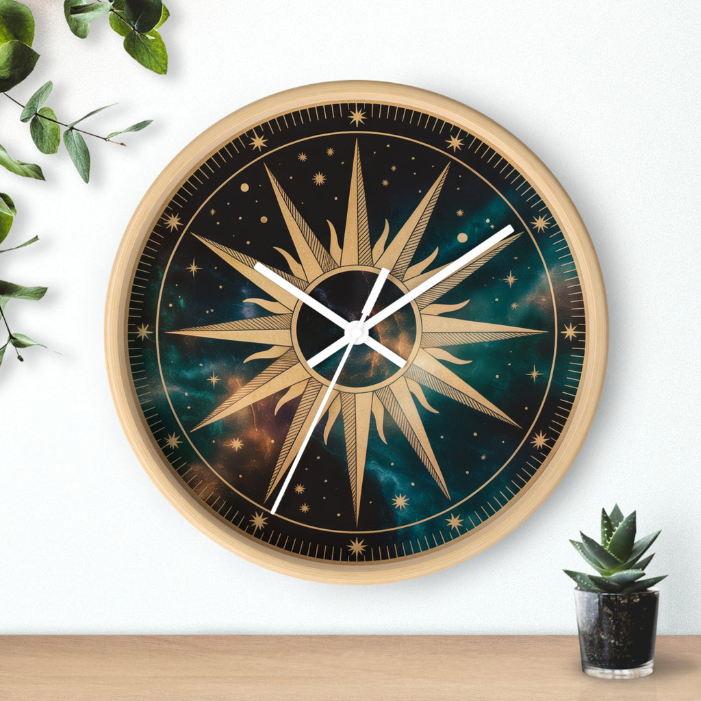 Gold Sunburst Celestial Wall Clock | Galaxy Vintage-Metallic