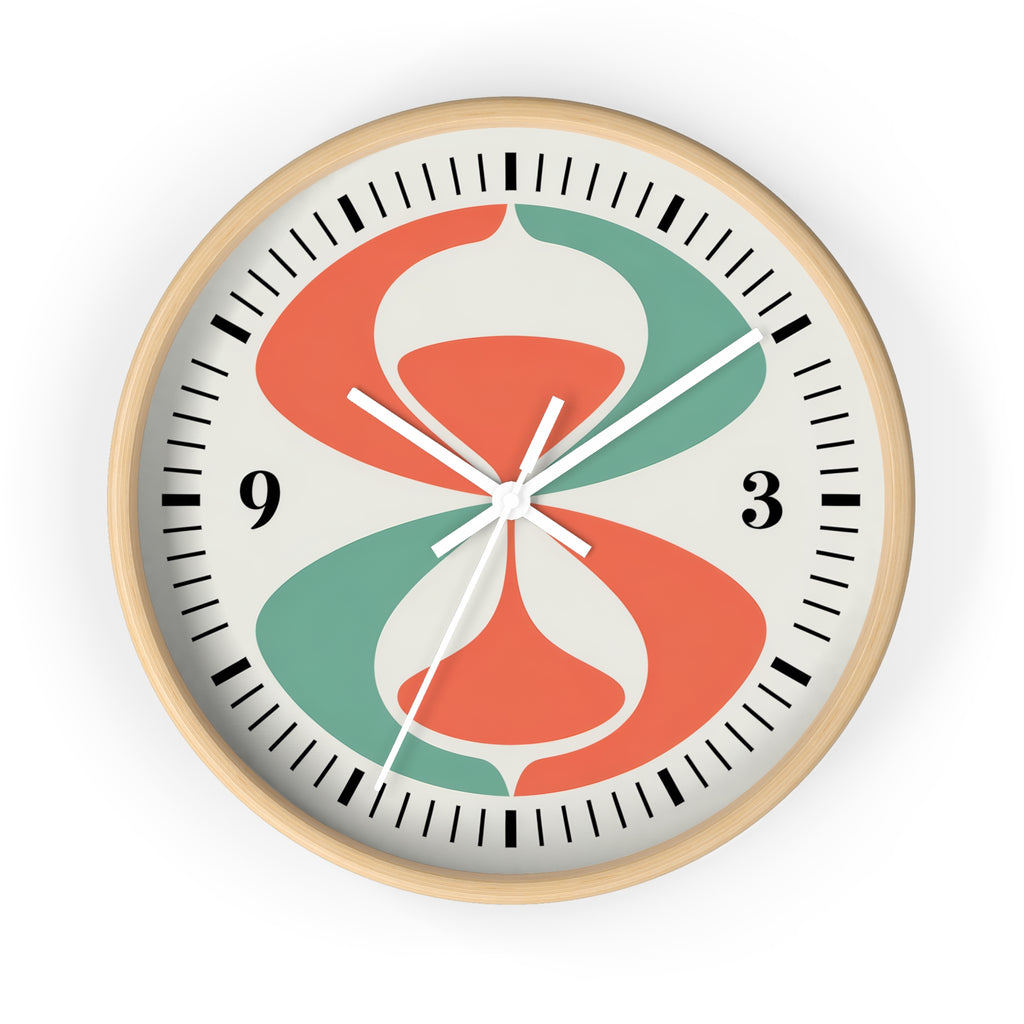 Mid Century Modern Clock | Atomic Retro Minimalist Abstract Hourglass Wall Clock
