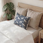 Scandinavian Dala Horse Pattern Cotton Pillow Sham | Navy Folk Art