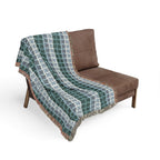Retro Green Geometric Woven Blanket | 1960s-Inspired Throw