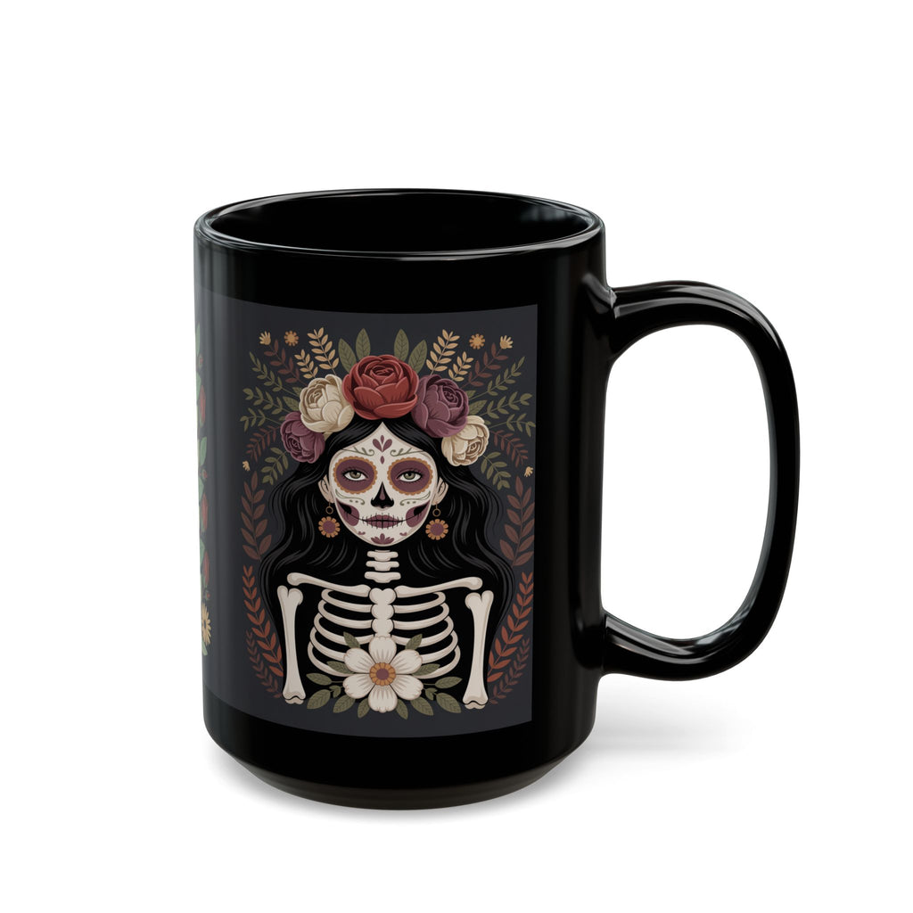 Day of the Dead La Catrina Skull Mug | Black 11oz 15oz