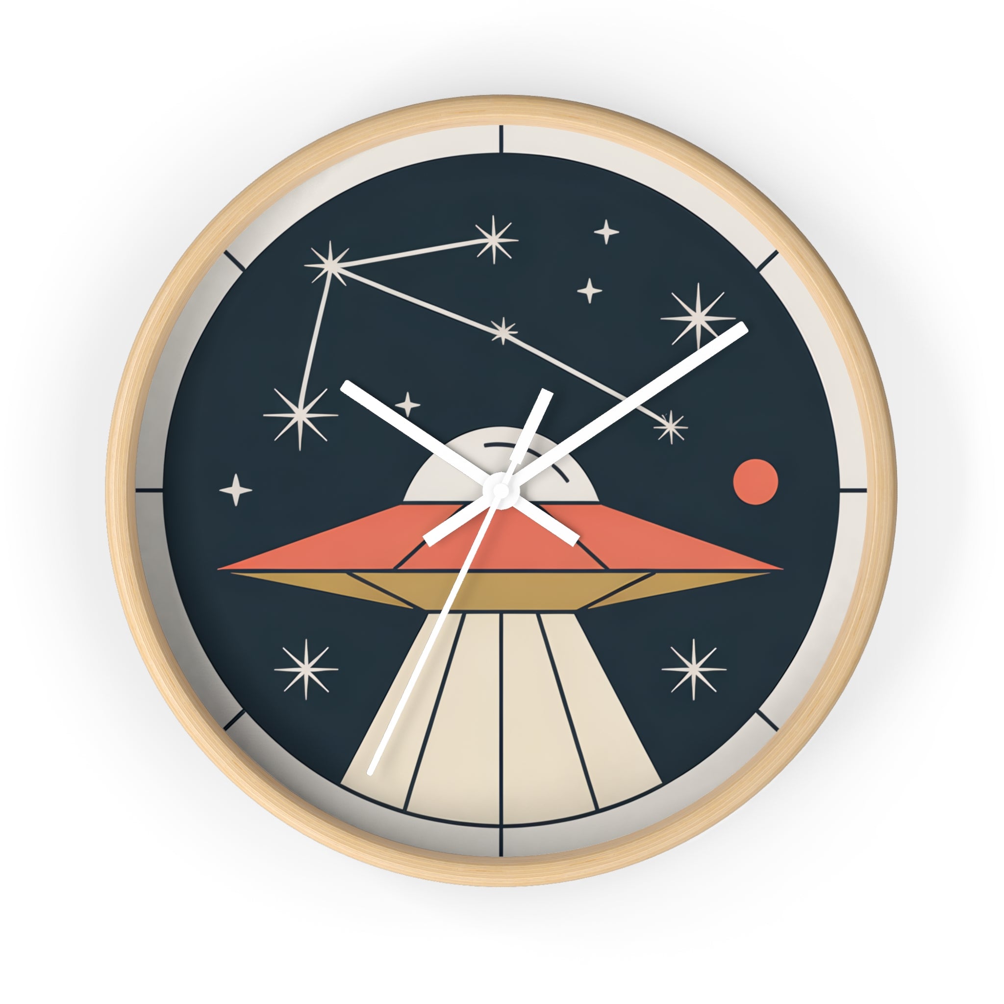 Mid Century Modern Clock, UFO Constellation Wall Clock, Minimal Space Age Decor, Atomic Star Diagram, Retro Sci Fi