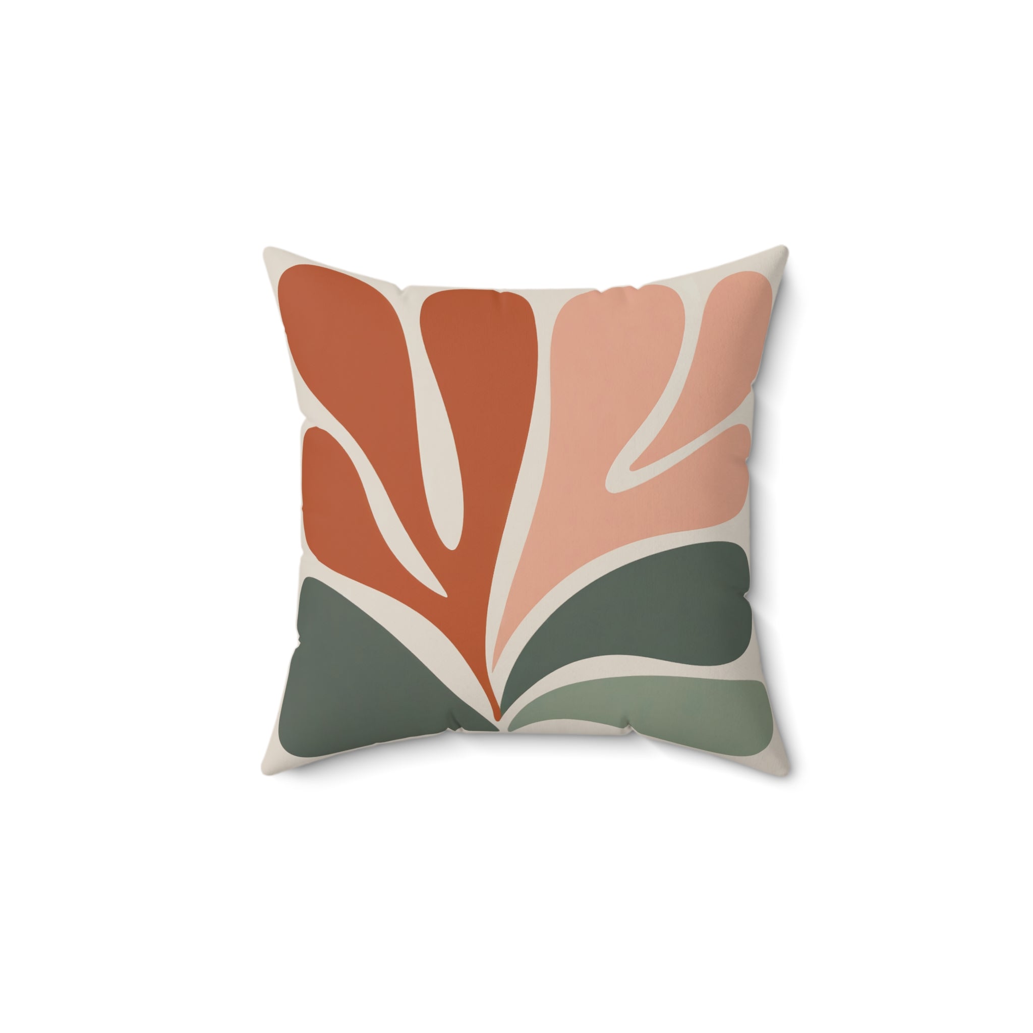 Mid Century Cushion | Abstract Floral Throw Pillow in Terracotta Rust Blush Sage
