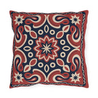 Red & Navy Paisley Outdoor Pillow | Boho Patio Decor