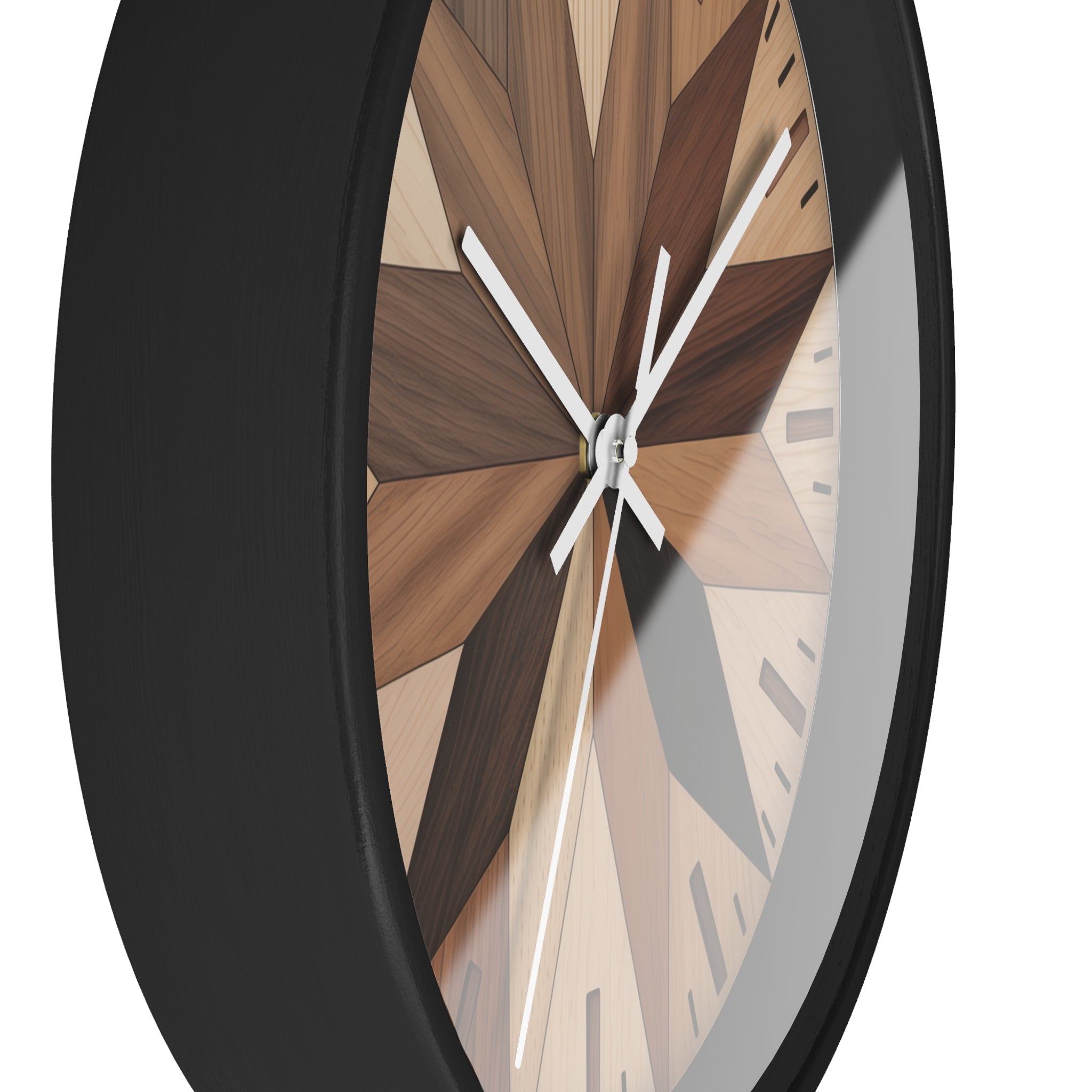 Mid Century Modern Clock Face Design, Maple Leaf Pattern, Marquetry-Style Pattern, Neutral Scandinavian Decor