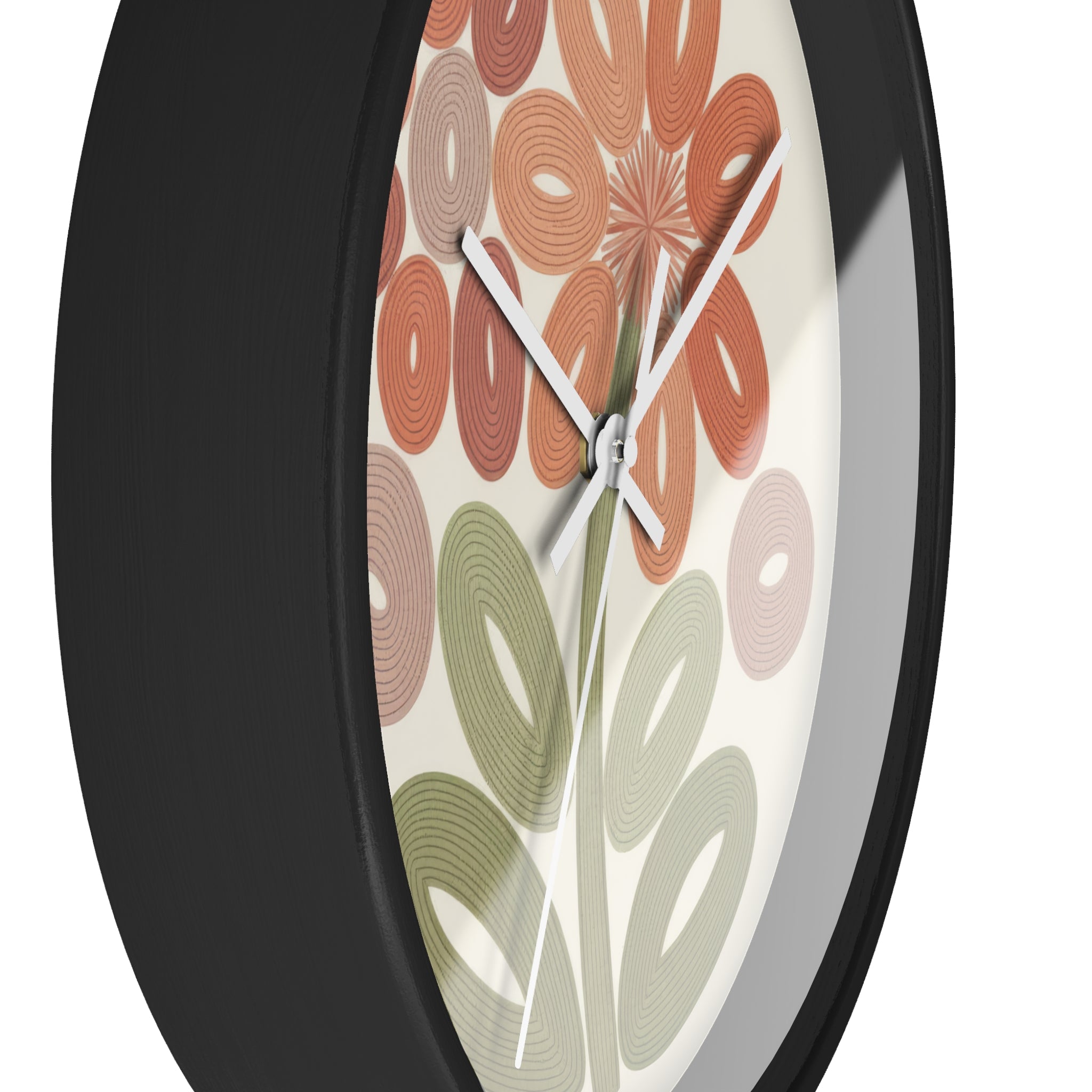 Mid Century Modern Clock, Retro Botanical Flower, Abstract Floral Kitchen Clock, Scandinavian Boho Home Decor