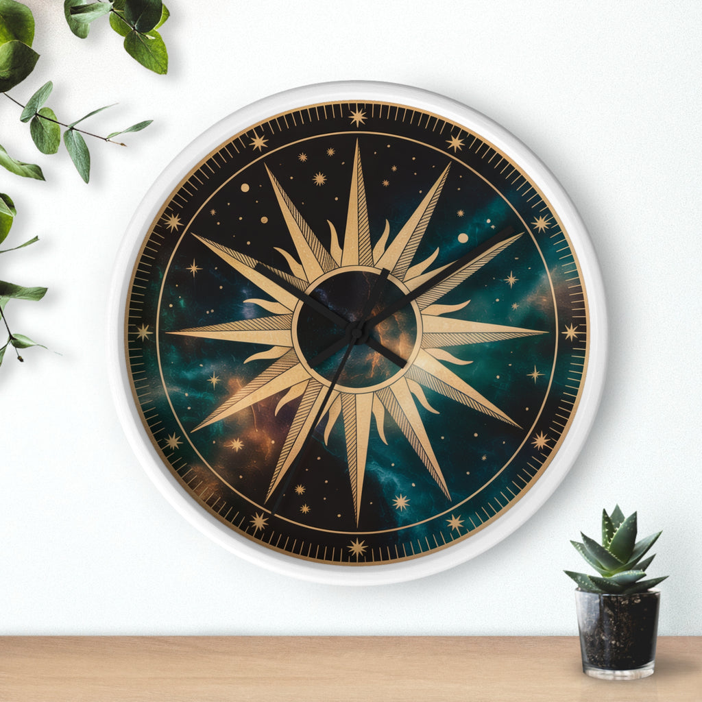 Gold Sunburst Celestial Wall Clock | Galaxy Vintage-Metallic