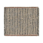 Updated Hand-Drawn Grid Texture Woven Blanket | Cream Background