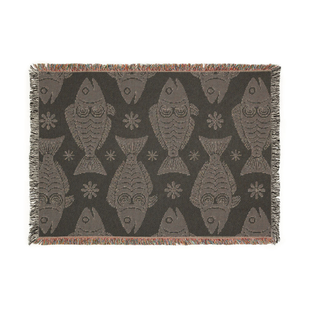 Scandinavian Dala Fish Pattern Woven Blanket | Folk Art