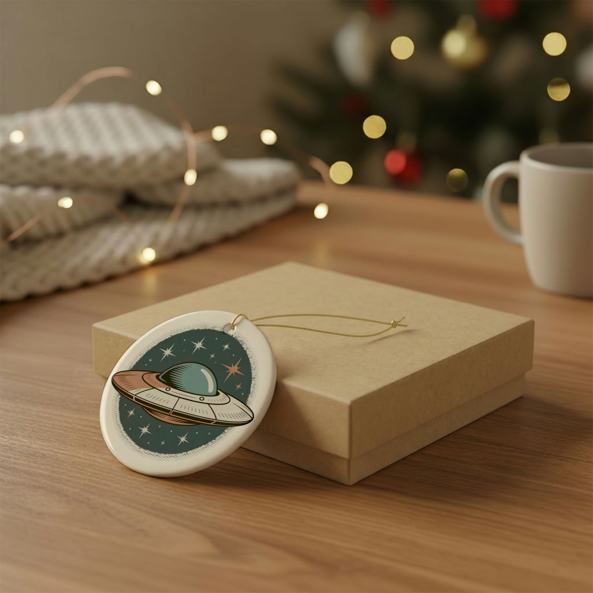 Retro UFO Ornament | Personalized Alien Keepsake