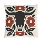 Longhorn Floral Outdoor Lumbar Pillow | Western Fall Decor