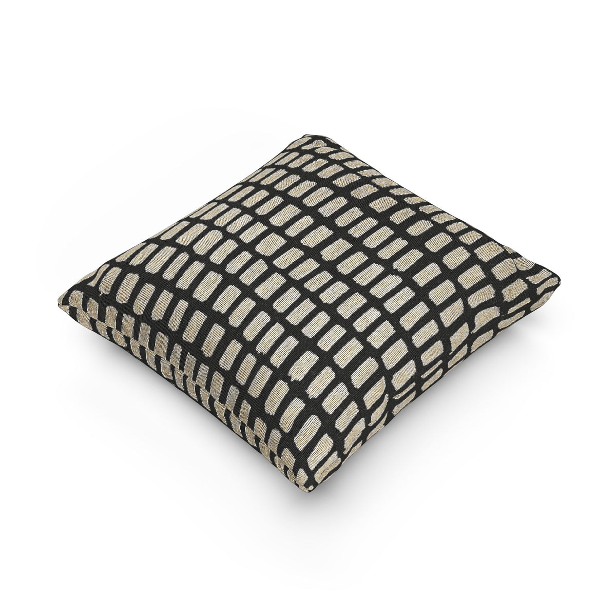 Black & Cream Dash Grid Woven Pillow | Modern Neutral Decor