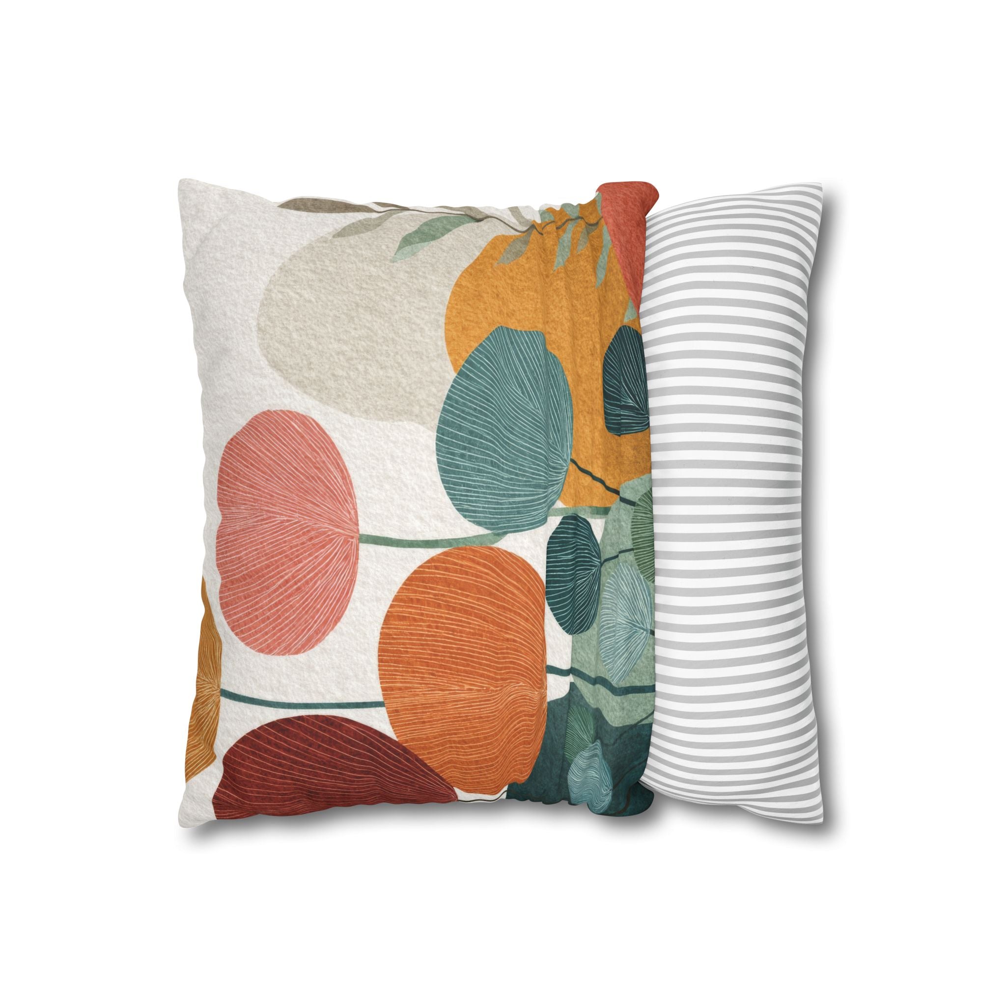 Copy of Mid-Century Watercolor Botanical Faux Suede Square Pillowcase