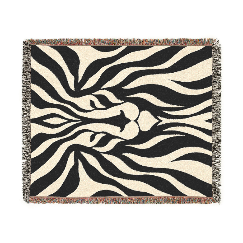 Abstract Lion Woven Blanket | Animal Print Throw