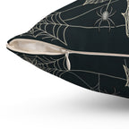 Gothic Spiderweb Rose Pillow | Charcoal Victorian Decor