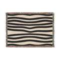 Abstract black stripe woven throw blanket in a horizontal size