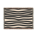 Abstract black stripe woven throw blanket in a horizontal size