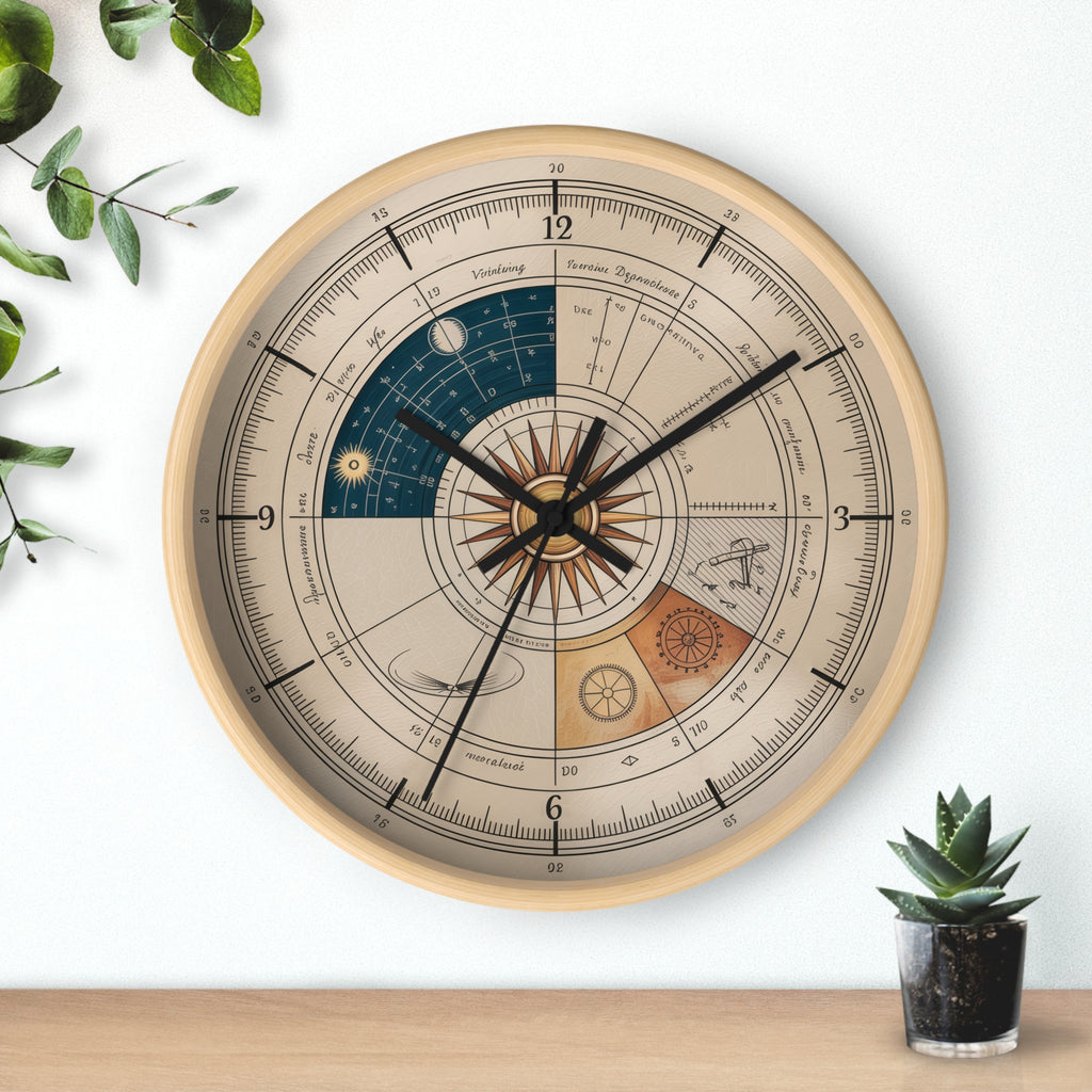 Leonardo da Vinci Chronometer Wall Clock | Renaissance Sketchbook Astronomy