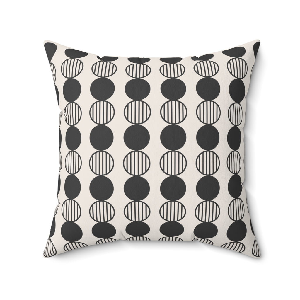 Mid-Century Modern Geometric Throw Pillow, Monochrome Circle Pattern, Modern Sofa Accent