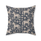Scandinavian Folk Horse Throw Pillow | Blue Cream Decor