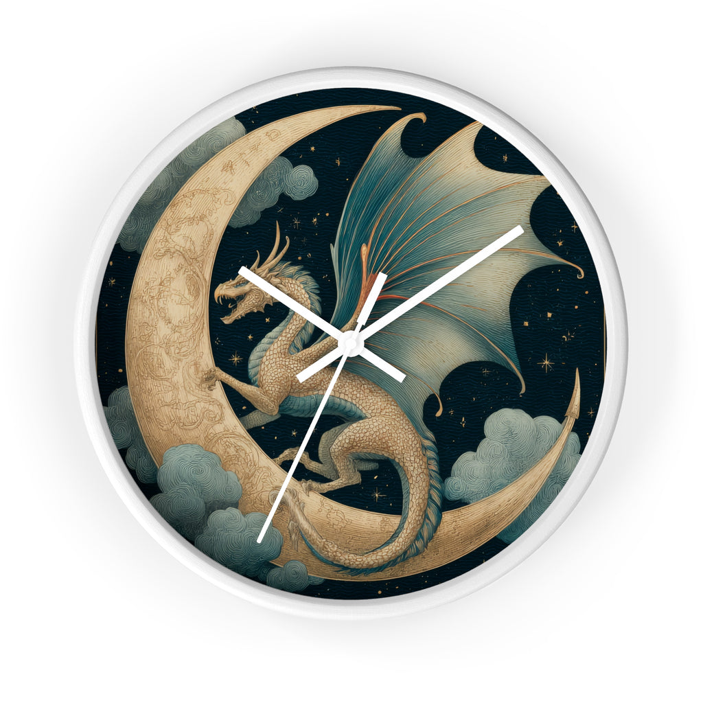 Dragon Crescent Moon Wall Clock | Midnight Stars Emblem