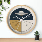 Geometric UFO Wall Clock | Navy Cream Space Age Decor