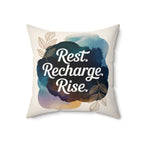 Rest Recharge Rise Throw Pillow | Motivational Decor