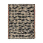 Updated Hand-Drawn Grid Texture Woven Blanket | Cream Background