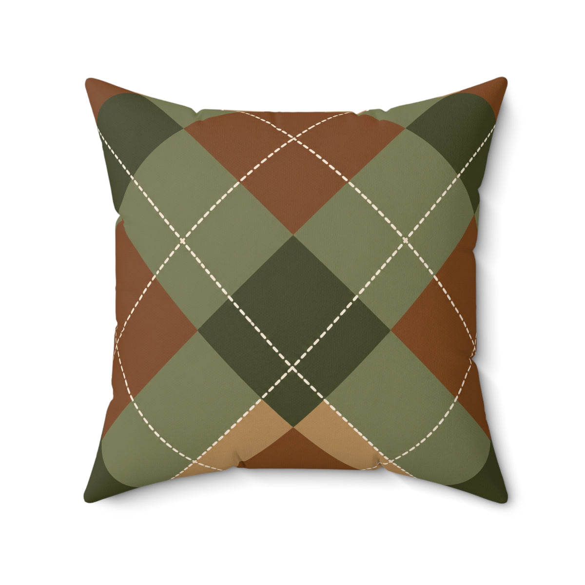 Modern rustic autumn argyle accent pillow, alternate view