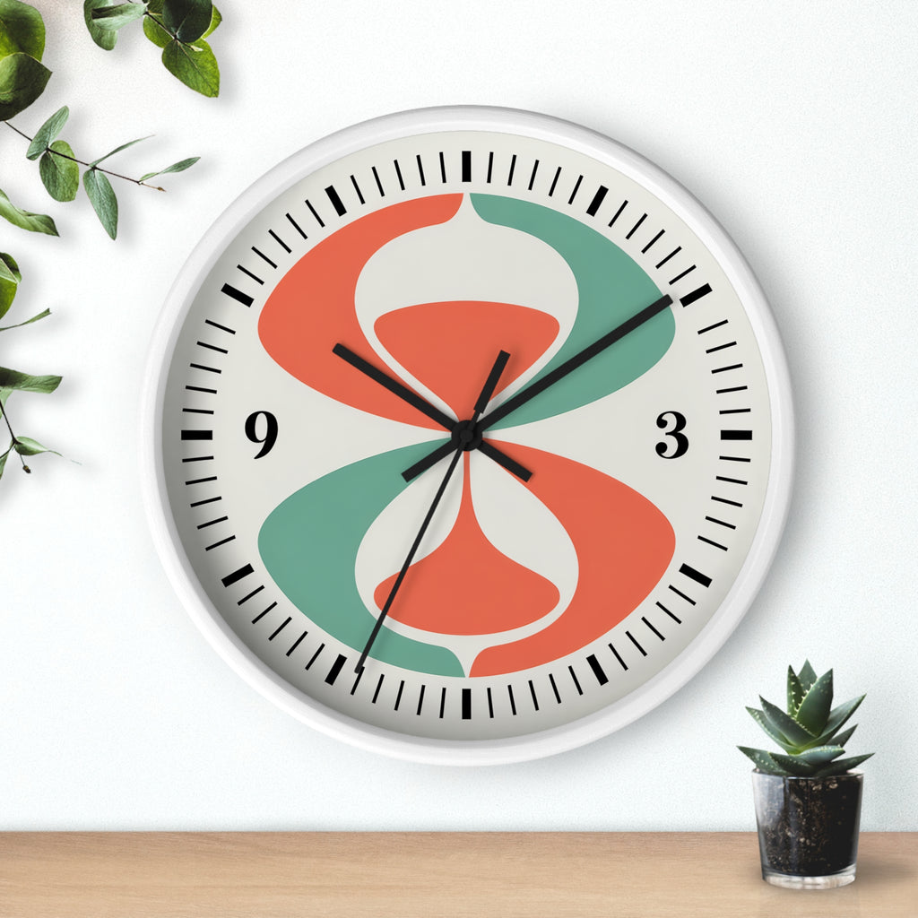 Mid Century Modern Clock | Atomic Retro Minimalist Abstract Hourglass Wall Clock