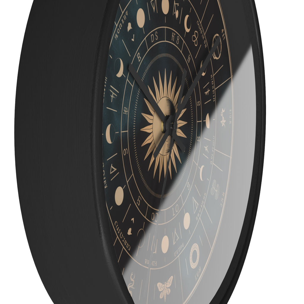 Eclipse Sun Occult Chart Wall Clock | Alchemical Glyphs, Antique Gold