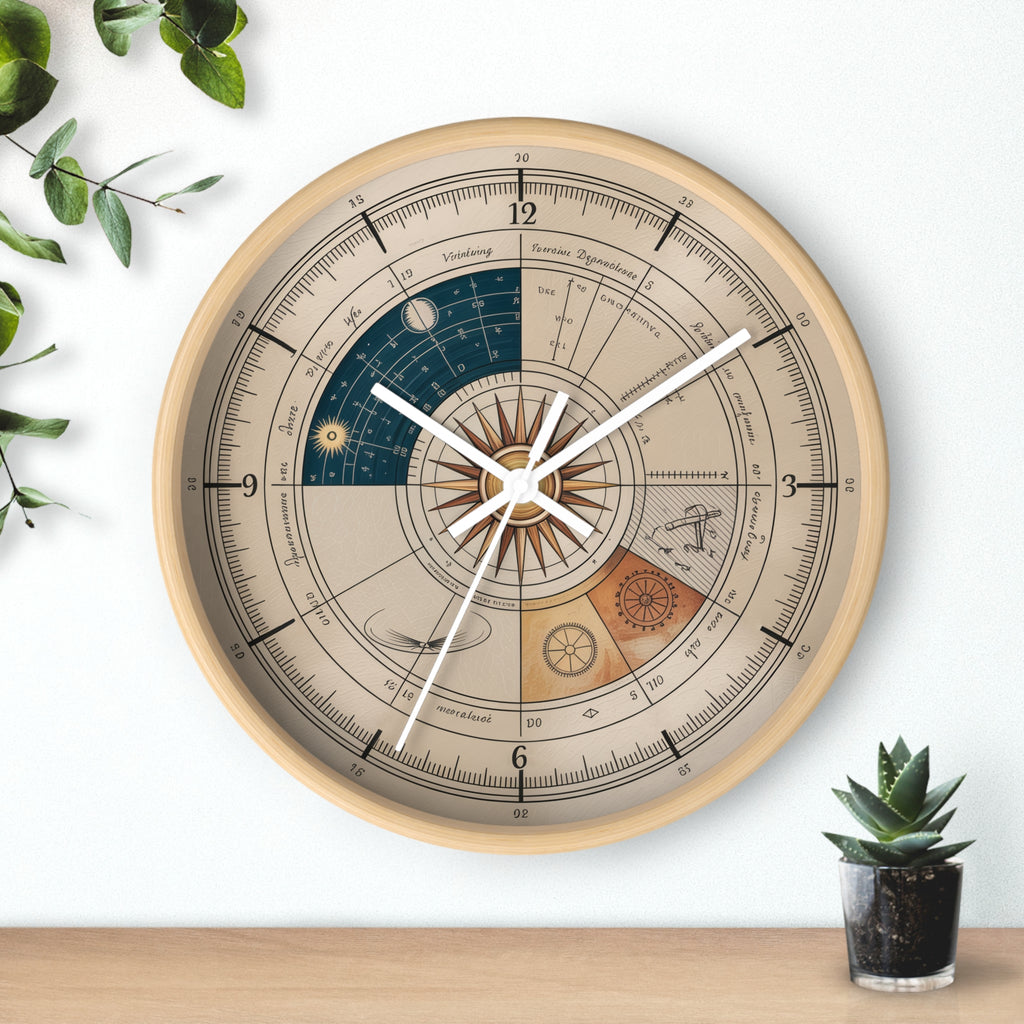 Leonardo da Vinci Chronometer Wall Clock | Renaissance Sketchbook Astronomy