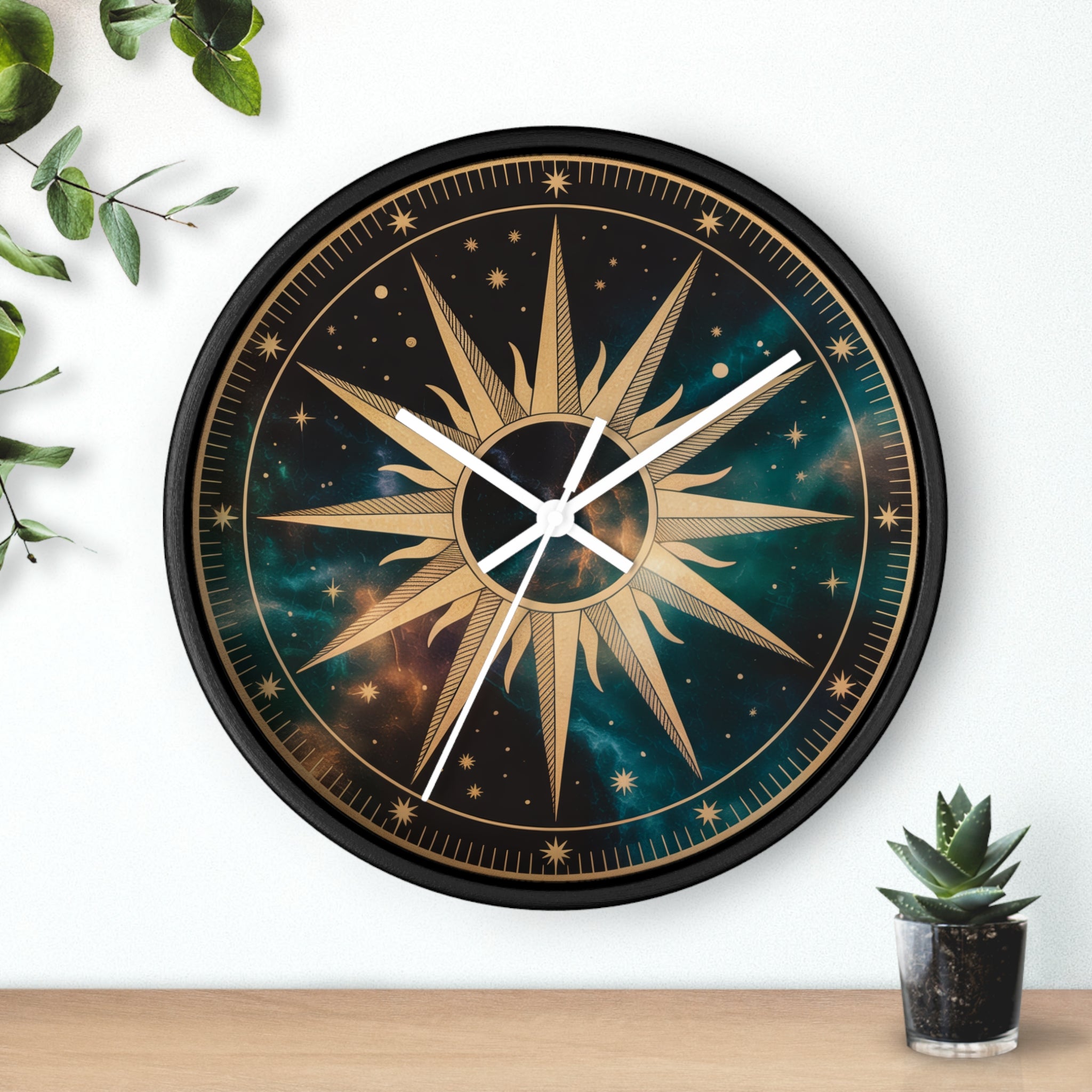 Gold Sunburst Celestial Wall Clock | Galaxy Vintage-Metallic