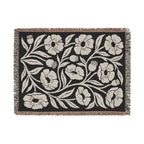 Black & Cream Oversized Poppy Woven Blanket | Floral Throw
