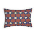 Mid-Century Geometric Pattern Lumbar Pillow | Retro Terracotta Navy Accent