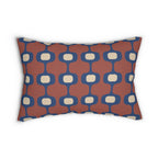 Terracotta Navy Geometric Lumbar Pillow | Mid Century