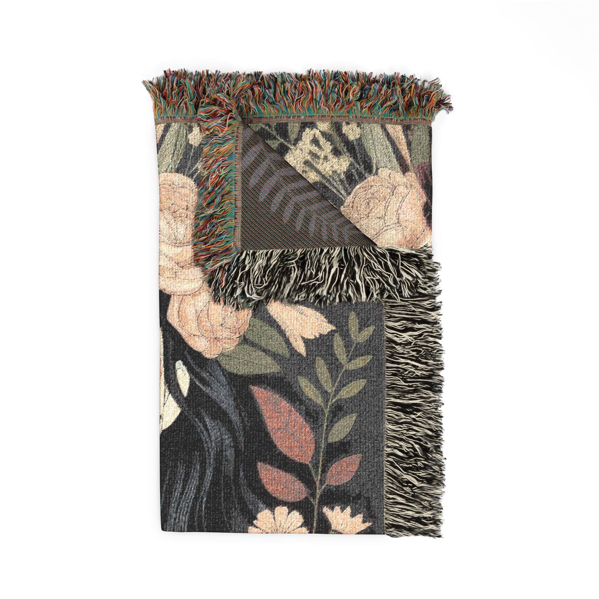 La Catrina Gothic Día de los Muertos Gothic Woven Blanket | Sugar Skull Botanical Throw
