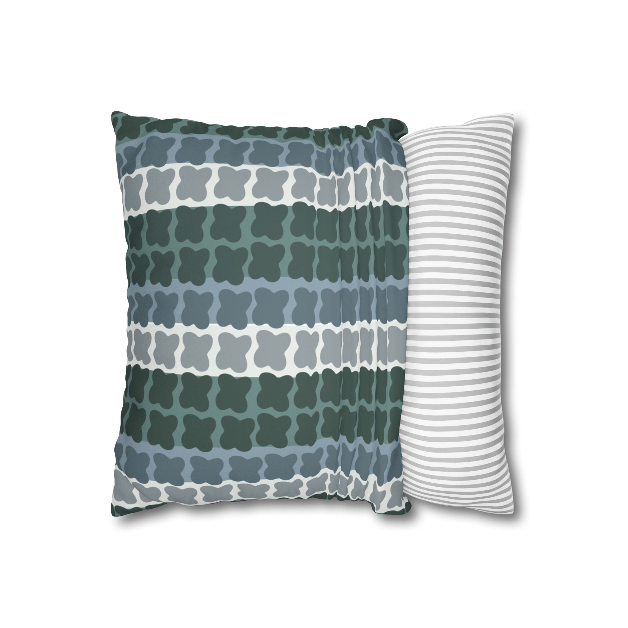 Mid Century Modern Geometric Pillow Cover | 1960s Inspired Retro Green Pattern | Faux Suede MCM Throw Pillow Cover